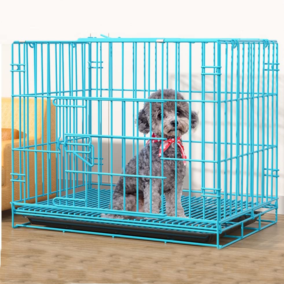 Image of 24 Inch Pet cage, Dog Cage Double Door with Removable Tray and Paw Protector Crate Carrier Play Pen pet House Fence Kennel (Regular - 24 x 20 Inch)