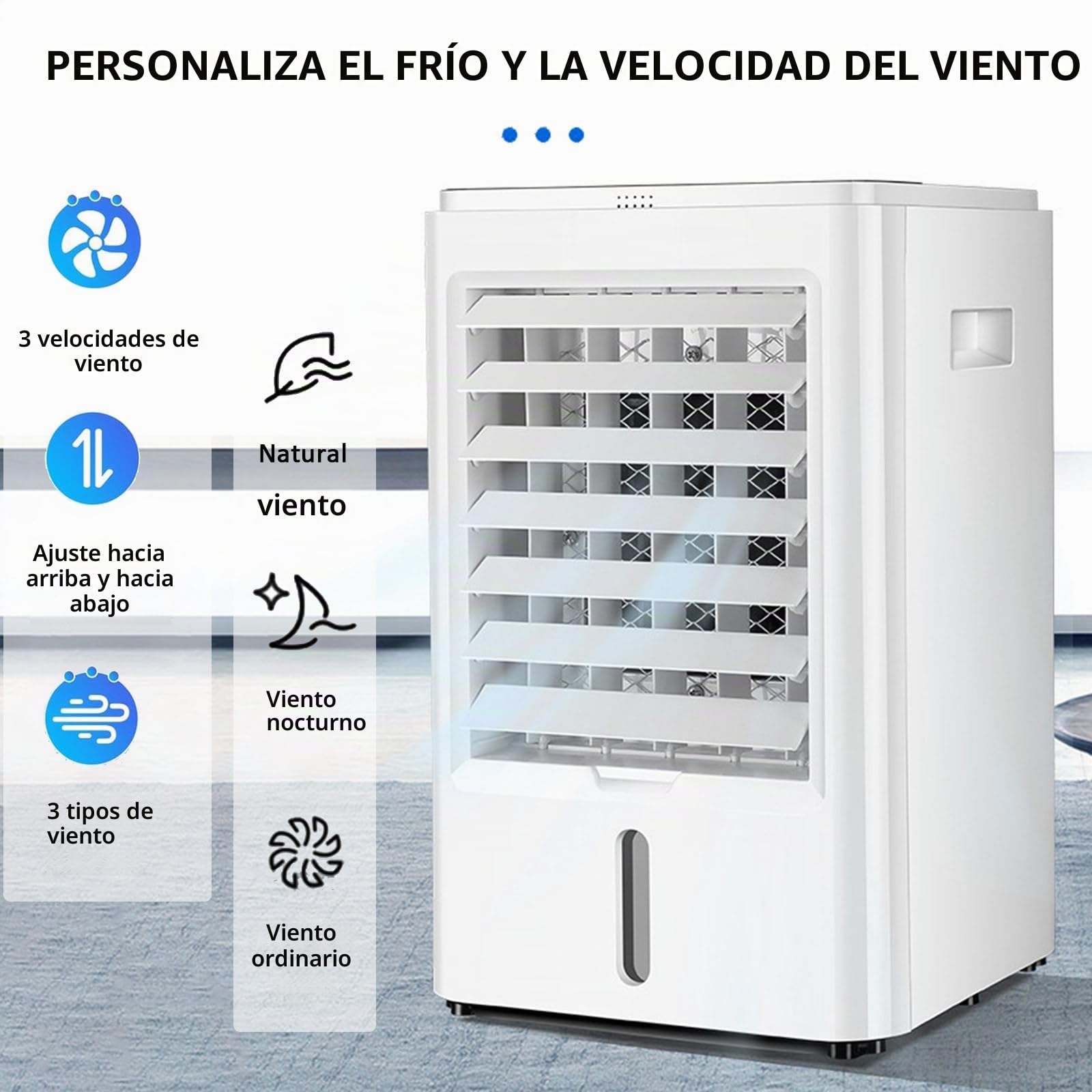 4L Aire Acondicionado Portatil con Mando, 4 en 1 Aire Acondicionado, 3 Velocidades, 3 Modos, Temporizador de 1/2/4H, Enfriador de Aire Portátil Interior,24V