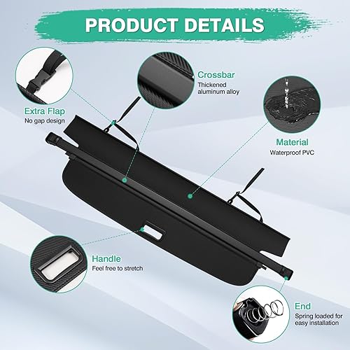 Miniatura 500 de Powerty Cubierta de Carga para Accesorios Kia Sportage 2023-2025 2026, Textura de Lona Cubierta Retráctil para Maletero Trasero de Carga de Equipaje