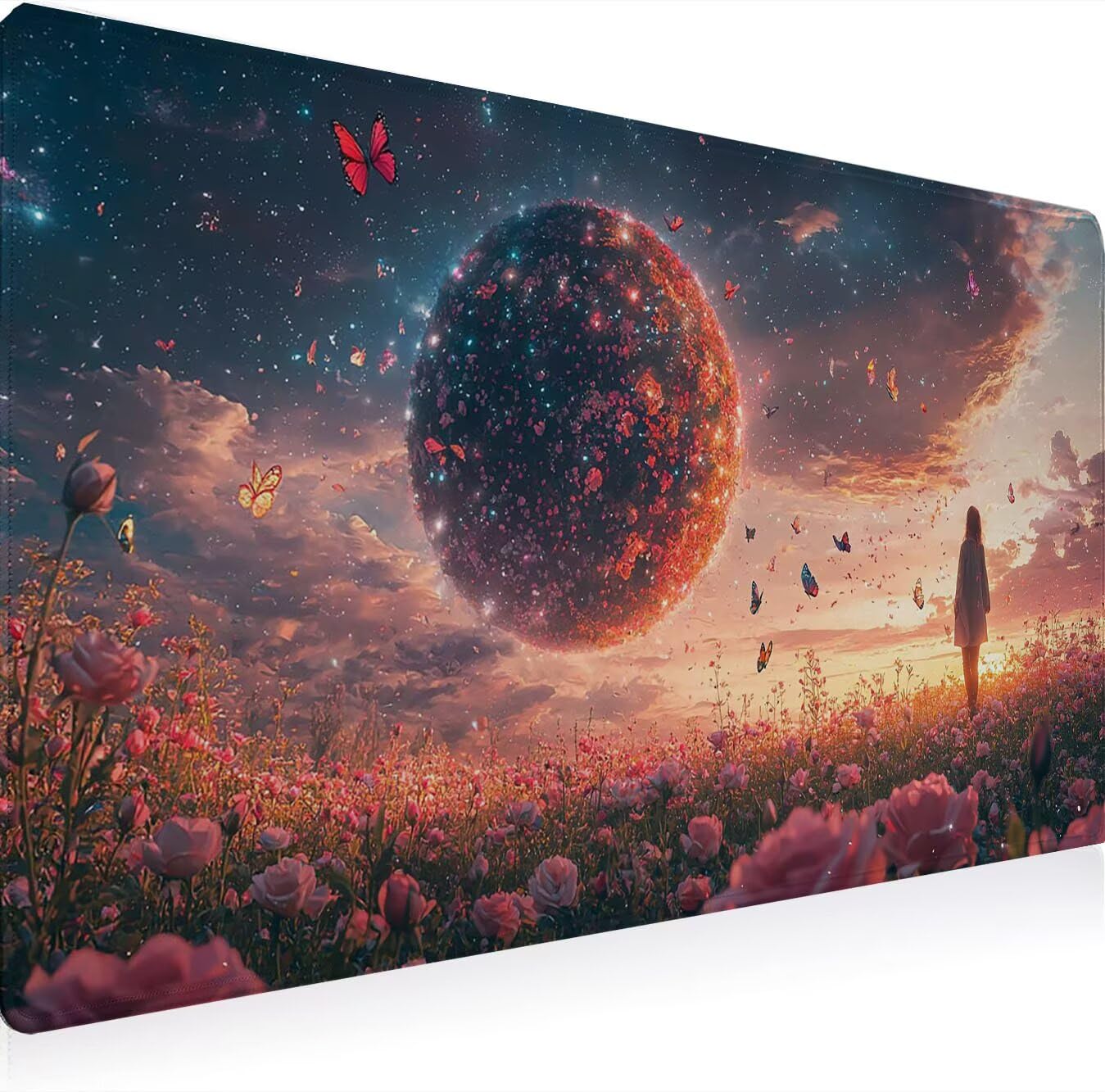 Podkładka pod mysz, podkładka pod mysz XXL 1500 x 800 mm podkładka pod mysz dla graczy, wodoodporna gumowa podstawa, duża podkładka pod mysz do gier na biurko szyte krawędzie wodoodporna