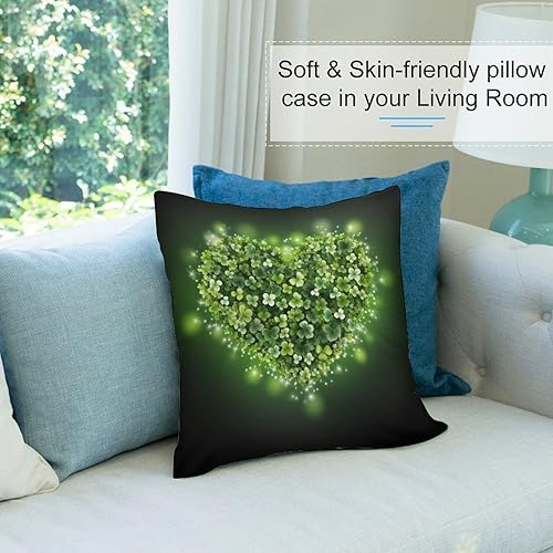 Miniatura 8 de HighonHi Cojines Decorativos para Sala - Fundas de almohada de corazón con trébol verde para el día de San Patricio y primavera, cuadradas, suaves,