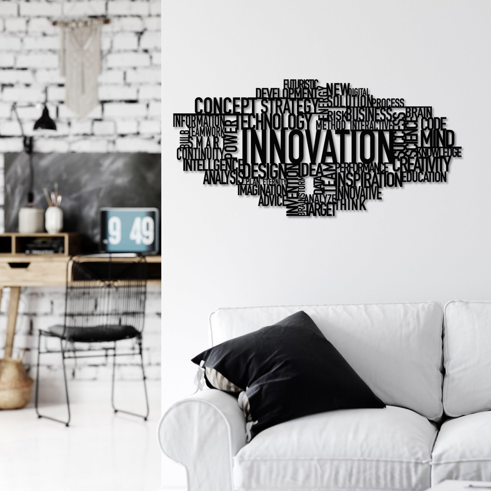 Stylish Black Decorative Metal Wall Accessory, 86 x 41 cm, 100% Metal, 1.5 mm Thickness, Lightweight 1.28 kg, Perfect for Modern Home Decor
