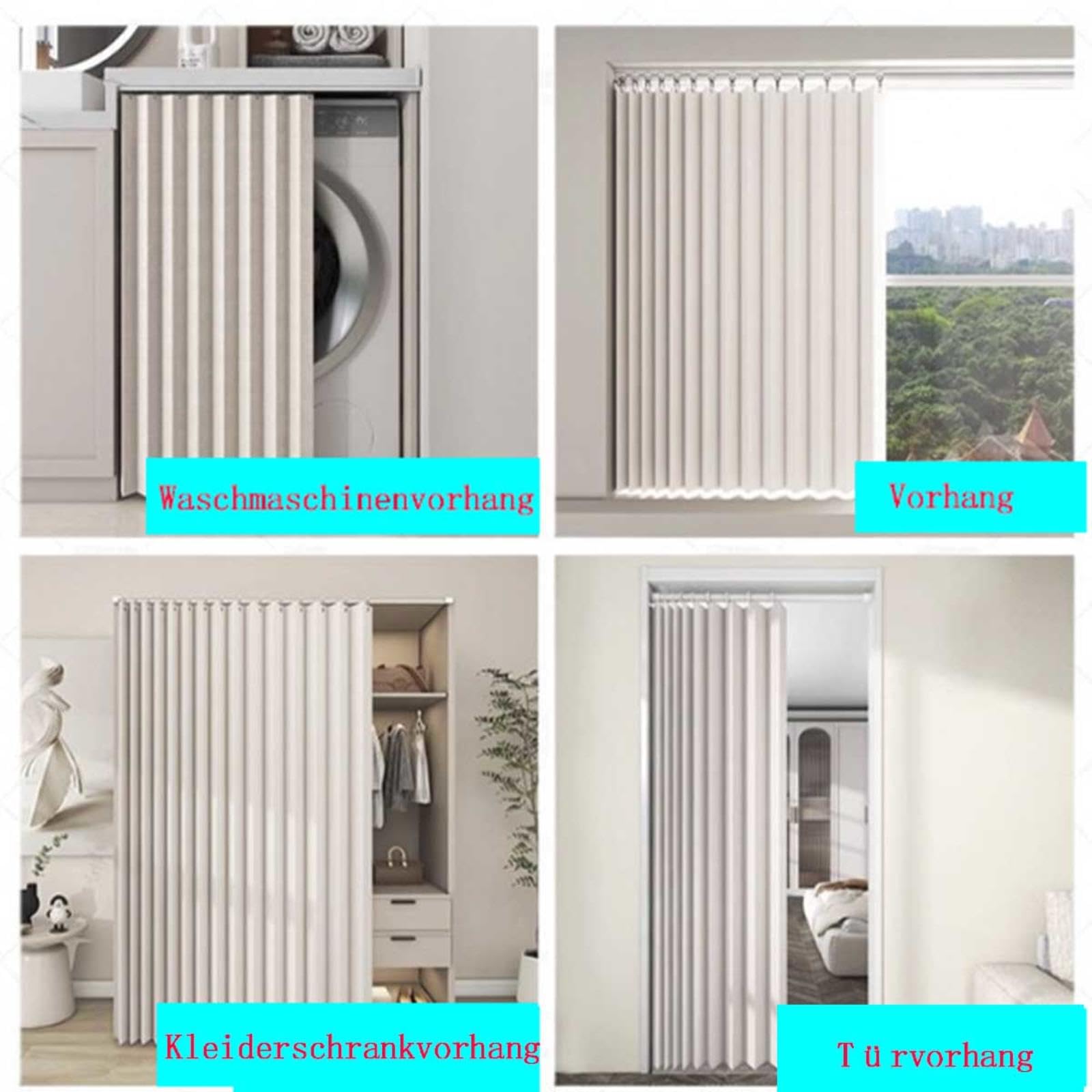 Schrankvorhang,Schrank Vorhang Mit Schiene Staubdichter Vorhang Für Regaleselbstklebend Vorhang Für Regal Schrankvorhänge Küche Blackout Curtains,Beige-H70cm/W170cm