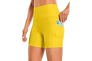Women's Yellow Butterluxe Biker Shorts with Pockets