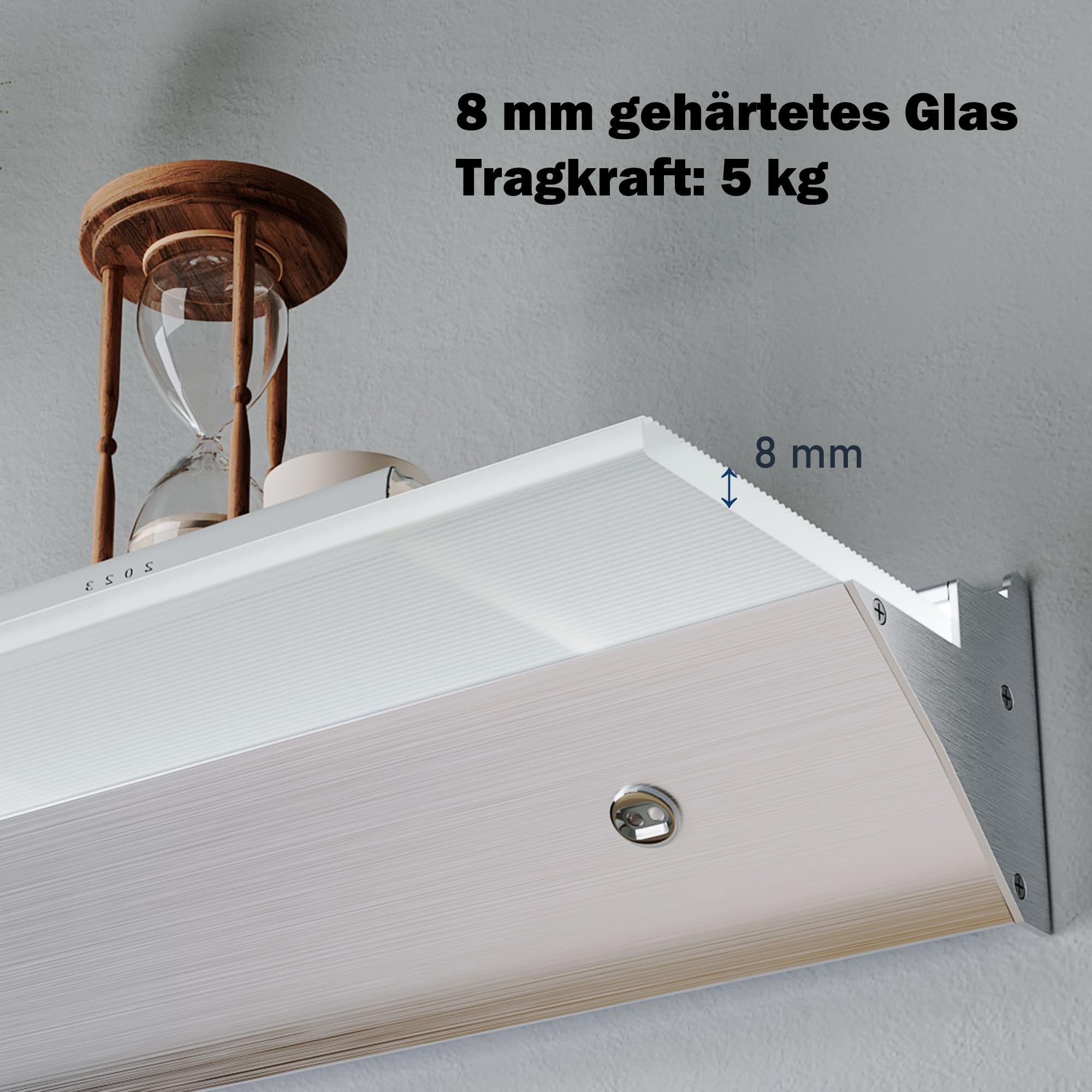 Estante de pared LED 60 cm cristal iluminación LED 3 modos color aluminio