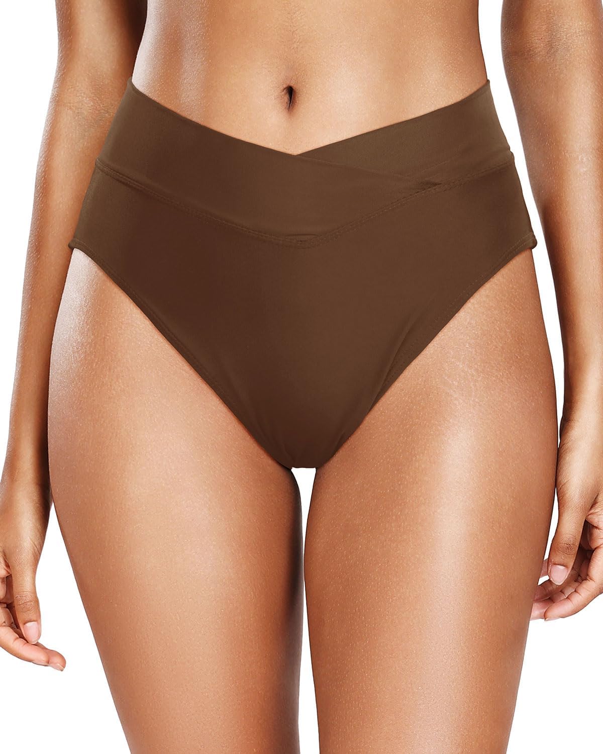 Holipick High Waisted Bikini Bottoms - V Cut Bathing Suit Bottom Moderate Coverage Swim Bottom