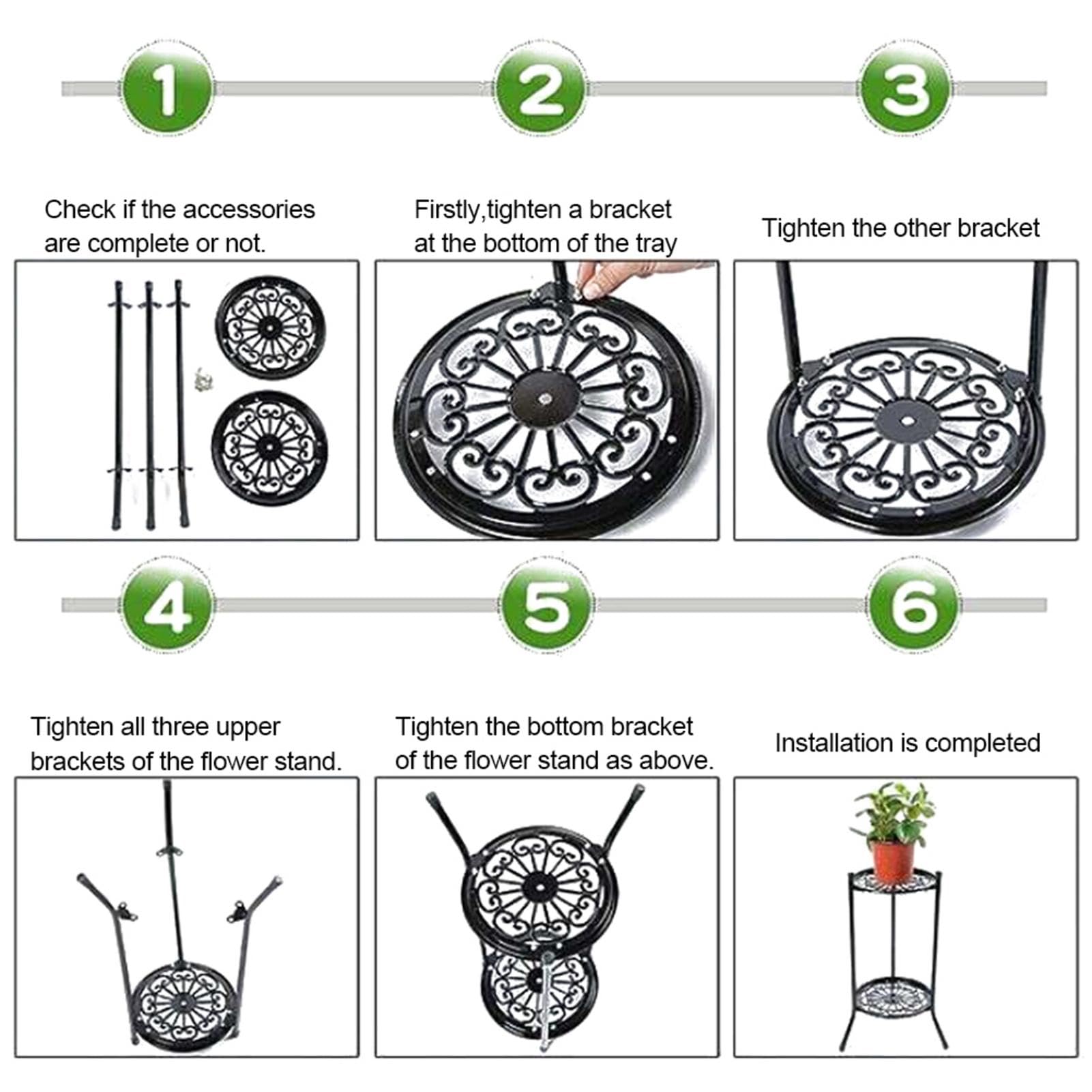 Supporto Per Piante In Metallro 2 Ripiani – Set Da 2 – Alto E Resistente – Espositore Per Fiori In Ferro Battuto Per Interni/Esterni – Ideale Per Balcone, Giardino, Soggiorno
