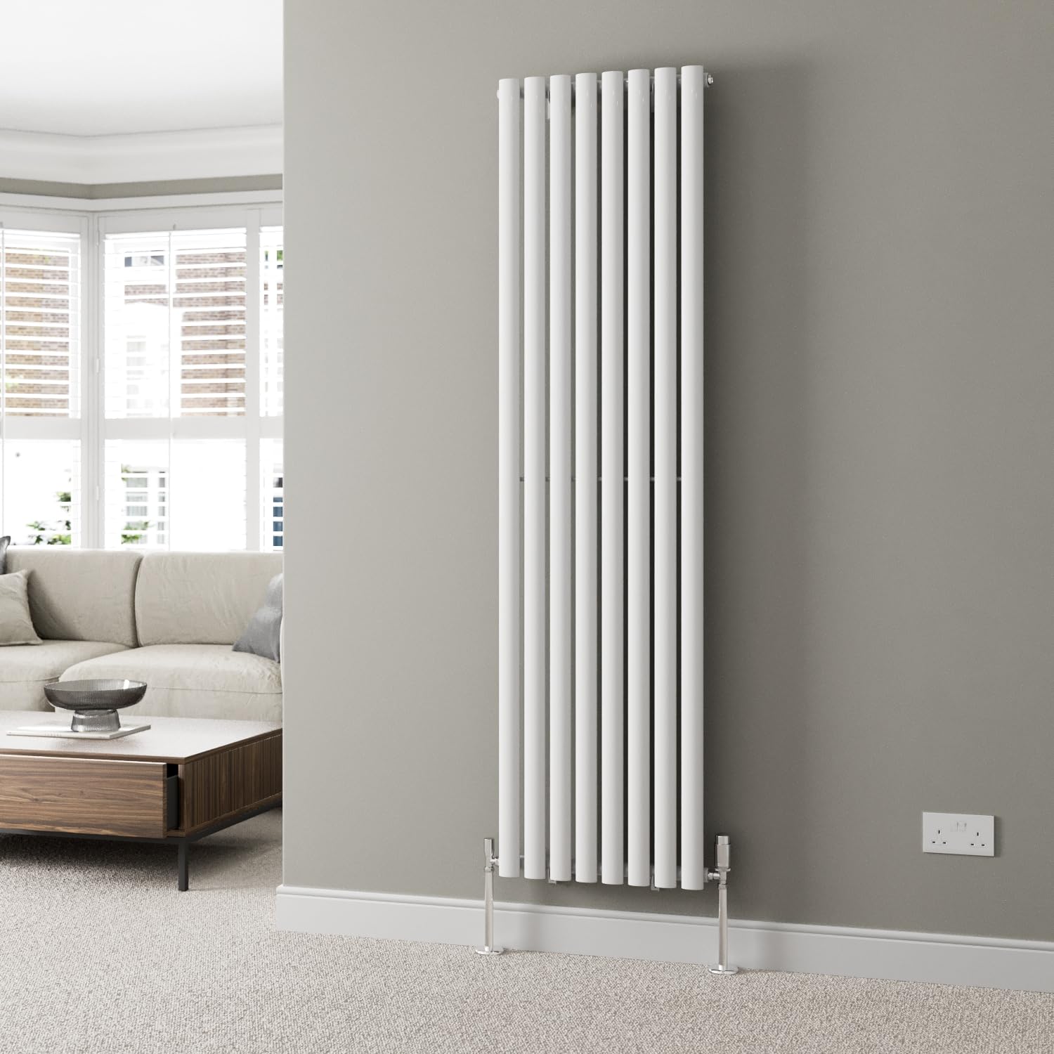 Duratherm White Duratherm® 1800 X 480Mm Vertical Designer Radiator Single Column Oval Tube Modern Central Heating Panel Bathroom Radiators