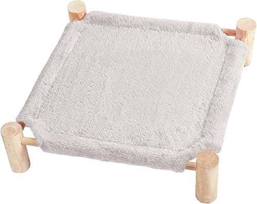 Miniatura 1 de Patas Lague Hamaca autocalentable para gatos, cama para perros pequeños, cama térmica de madera elevada para gatos, cama elevada para mascotas suave