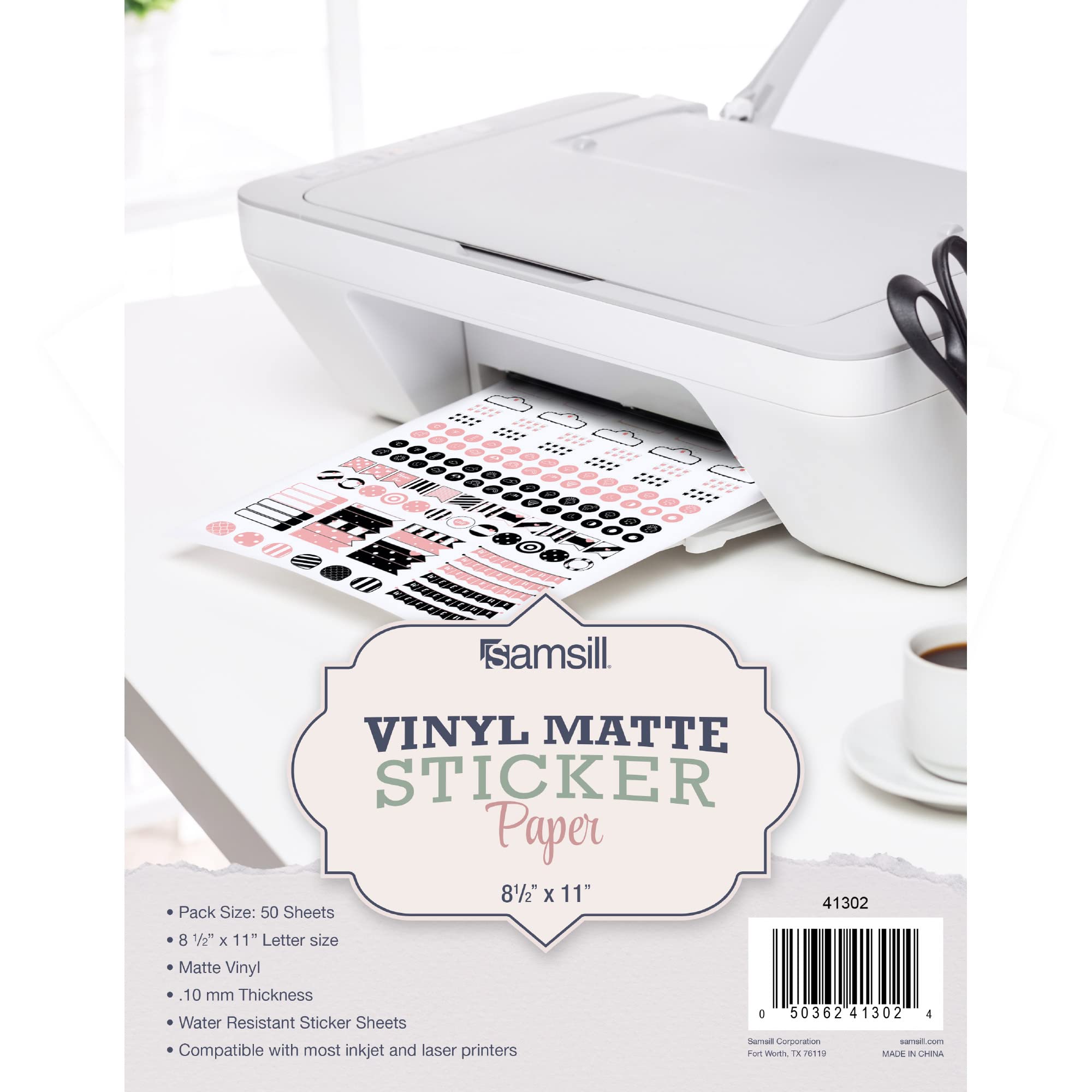 Buy Samsill Premium Printable Matte White Vinyl Sticker Paper, 50