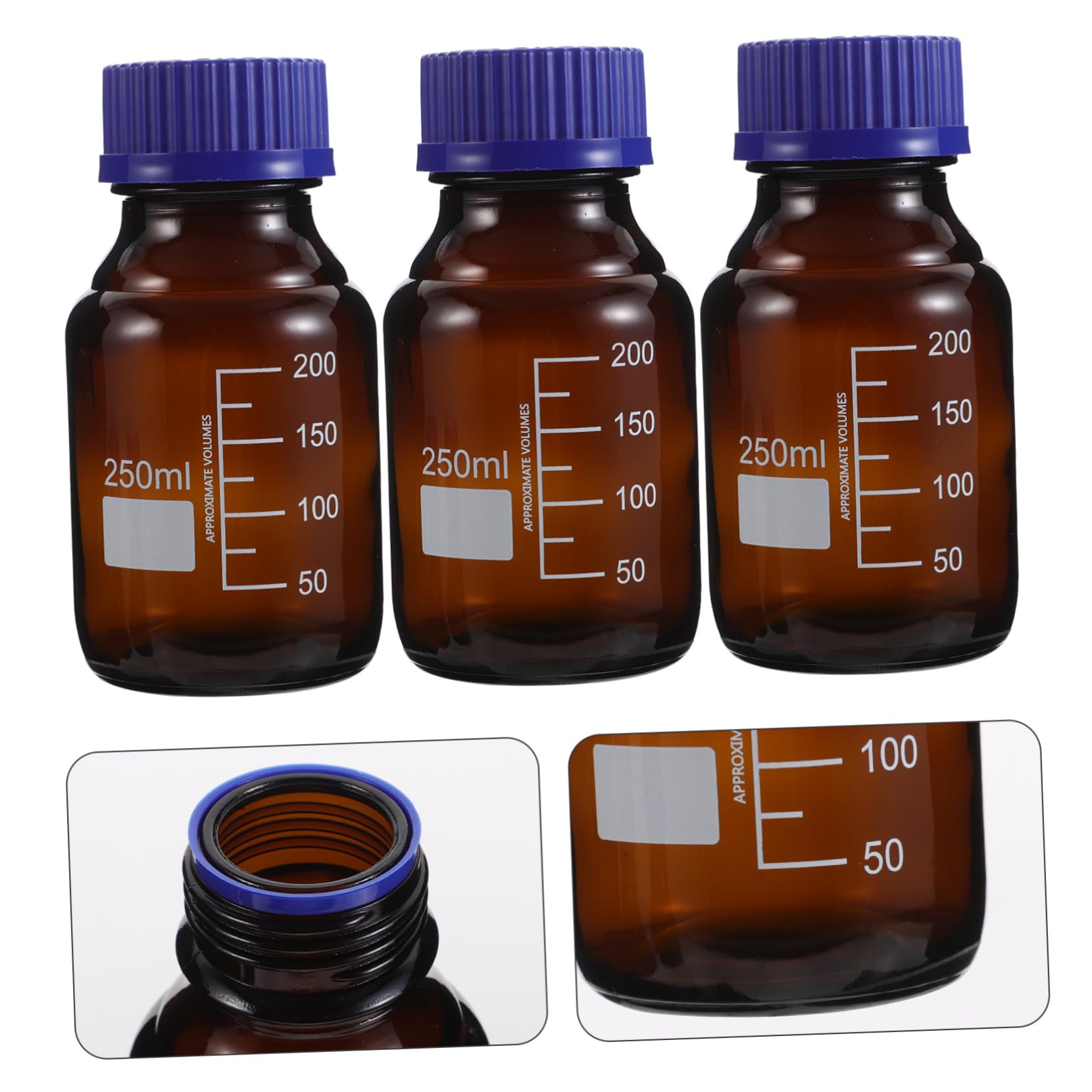 Luxshiny 3stücke Glasflasche mit Schraubverschluss Reagenzflasche für Chemikalien Laborflasche mit Graduierung Chemikalienbehälter Flüssigkeitsbehälter für Labore