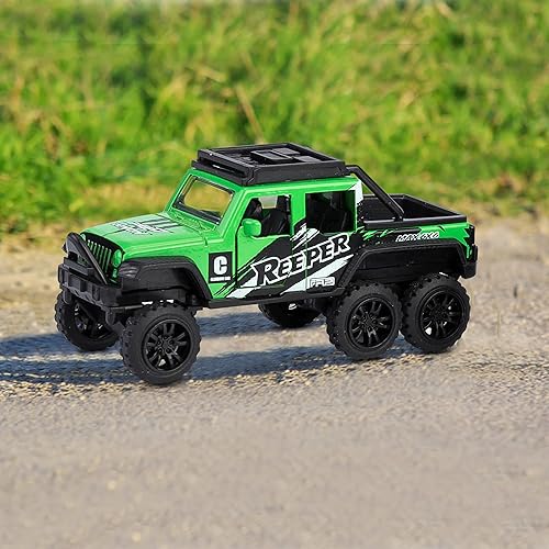 Miniatura 6 de KIDAMI Camiones de juguete fundidos a presión, paquete de 4 autos de juguete de metal fundido a presión, autos con puertas abiertas, vehículos