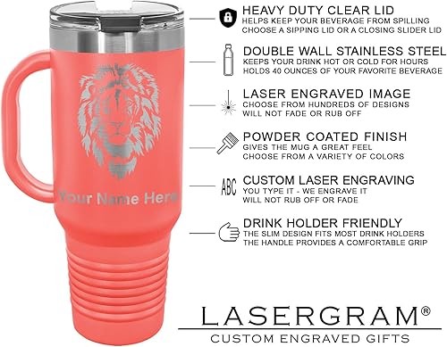 Vista 58 de LaserGram 15oz Vacuum Insulated Coffee Mug, Ankh, Personalized Engraving Included (Orange)