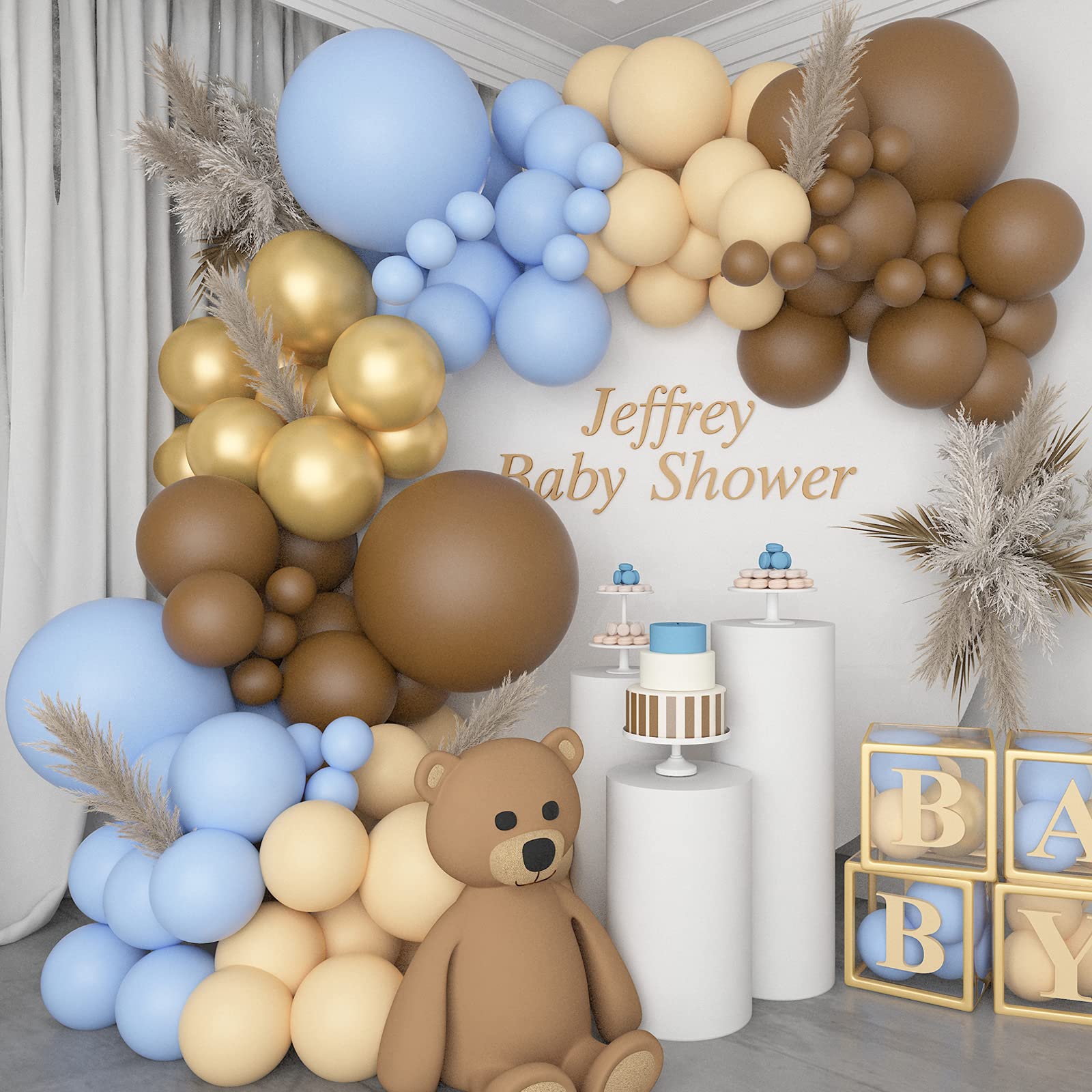 Pateeha Blue Brown Balloon Garland 145 Pcs Bear Baby Shower Decorations Pateeha Blue Brown Balloon Garland 145 Pcs Bear Baby Shower Decorations