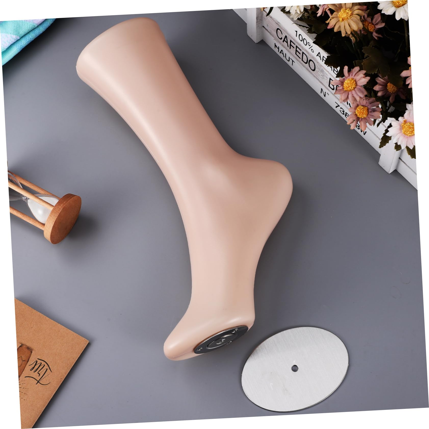 Angoily Fake Fuß Kunststoff Sockenmodell mit Glatter Oberfläche und Magnetischem Boden Realistisches Fußmodell für Fotoshootings und Messen in Khaki