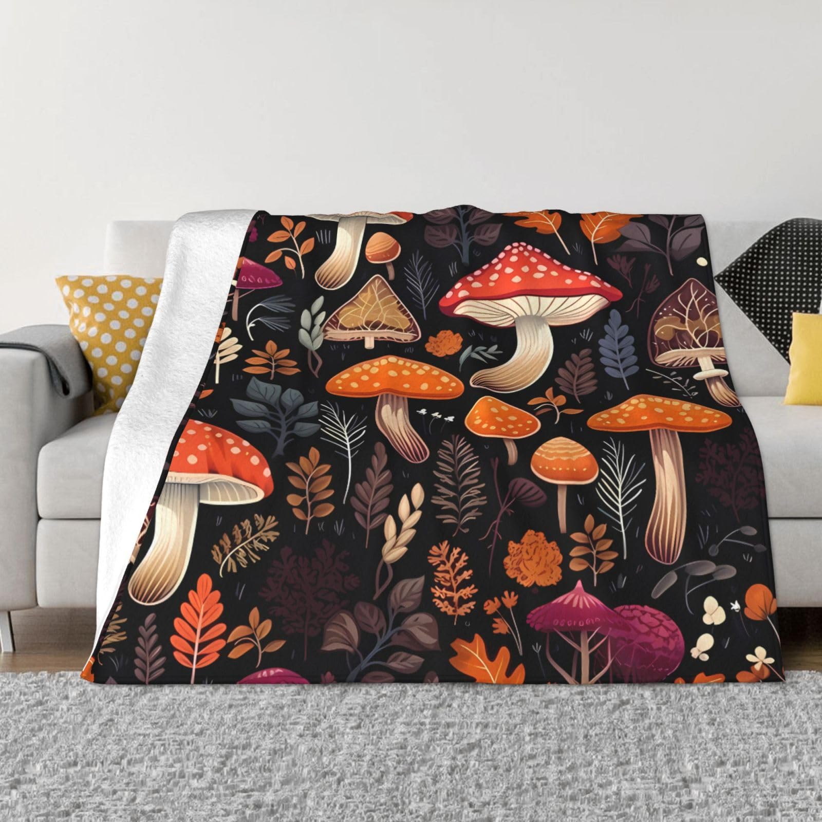 Couverture en flanelle de qualité supérieure imprimé champignons