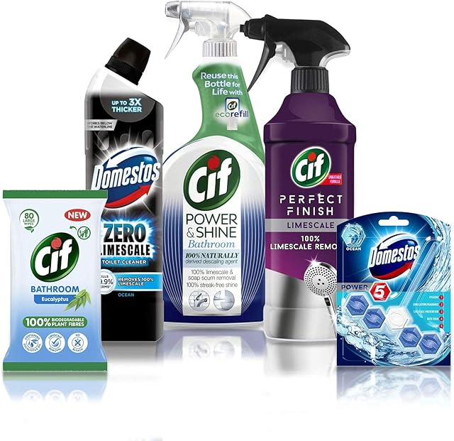 Cif & Domestos Bathroom Cleaning Kit - Pack of 6 Bathroom Cleaning Products
