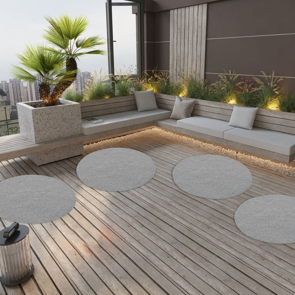 Gazon artificiel rond gris de 130 cm idéal pour aménager un balcon moderne