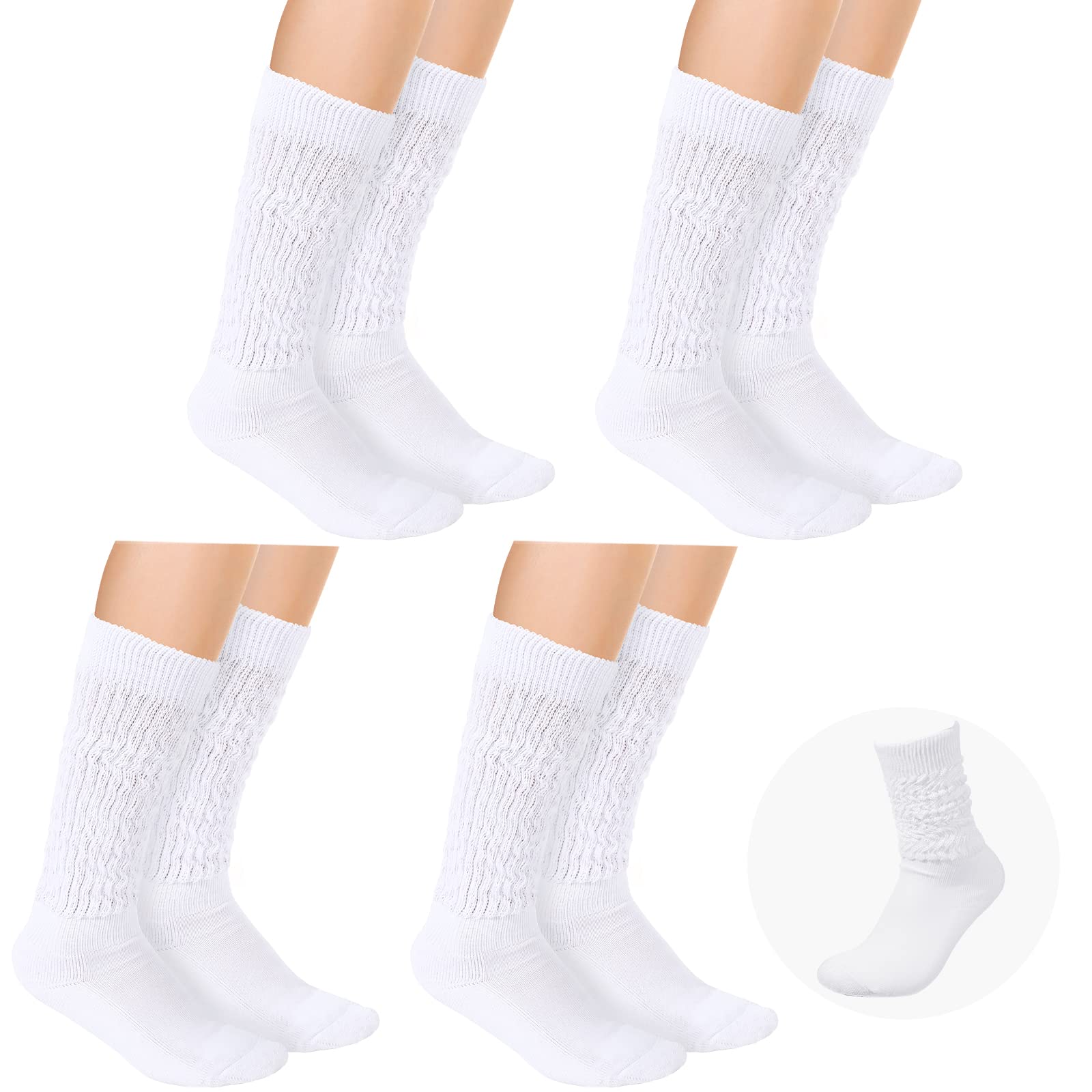 4 Pack Irish Dance Championship Length Poodle Socks Slouch Dance Socks to Prevent Slipping Slouch Socks Girls Women