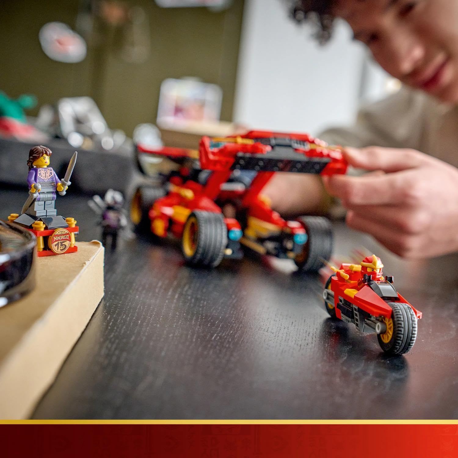 LEGO NINJAGO Super-Bolide Ninja X-1-15° Anniversario - Modello Auto da Corsa con Moto Giocattolo e 3 Minifigure tra cui Kai - Regalo Nostalgico per Ragazzi da 14 Anni in su e per i Fan Adulti 71867