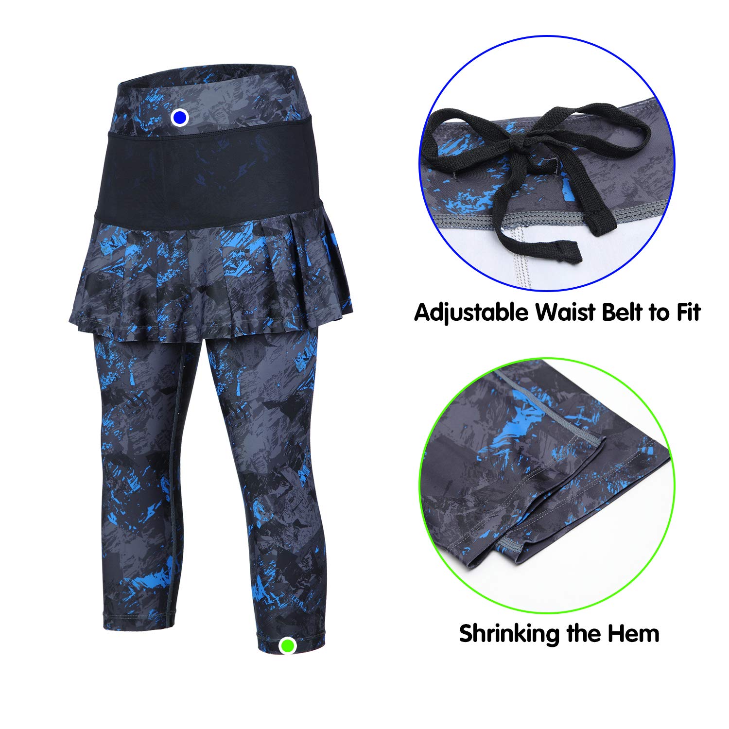 ANIVIVO Damskie legginsy tenisowe spódnice Capri spodnie sportowe