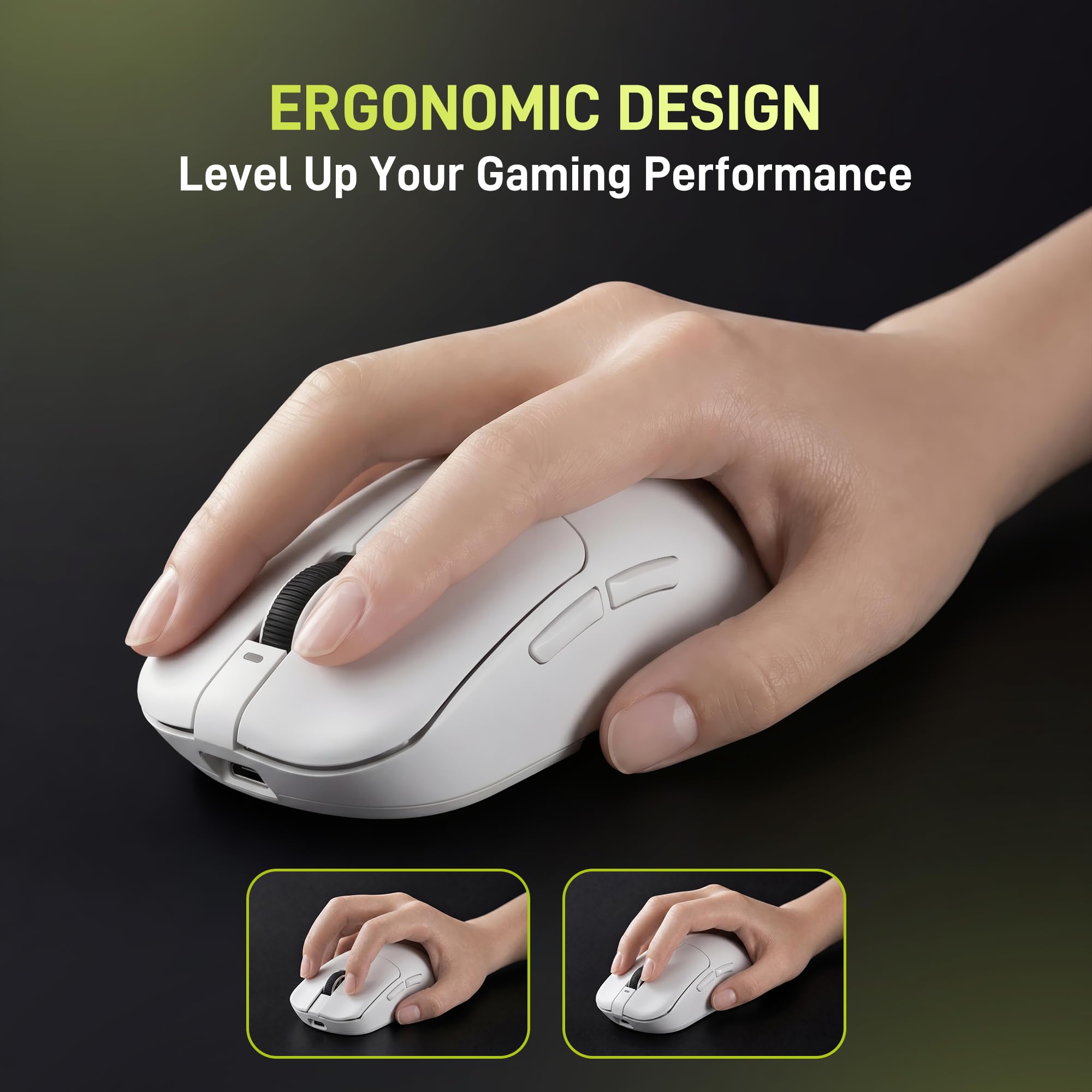 VGN Dragonfly F1 Pro - Ratón inalámbrico para juegos, 49 g, ultraligero, sensor óptico de 26 K DPI, 6 botones programables, batería de 65 horas, grado de deportes electrónicos, blanco clásico