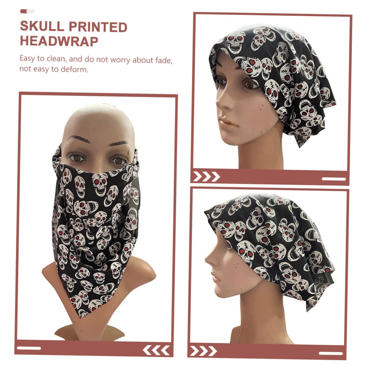 VALICLUD 5piezas Bufanda Bandana De Halloween Patrón De Calavera Pañuelo Fantasmal Para Fiesta y Mascarada Accesorio De Moda Unisex