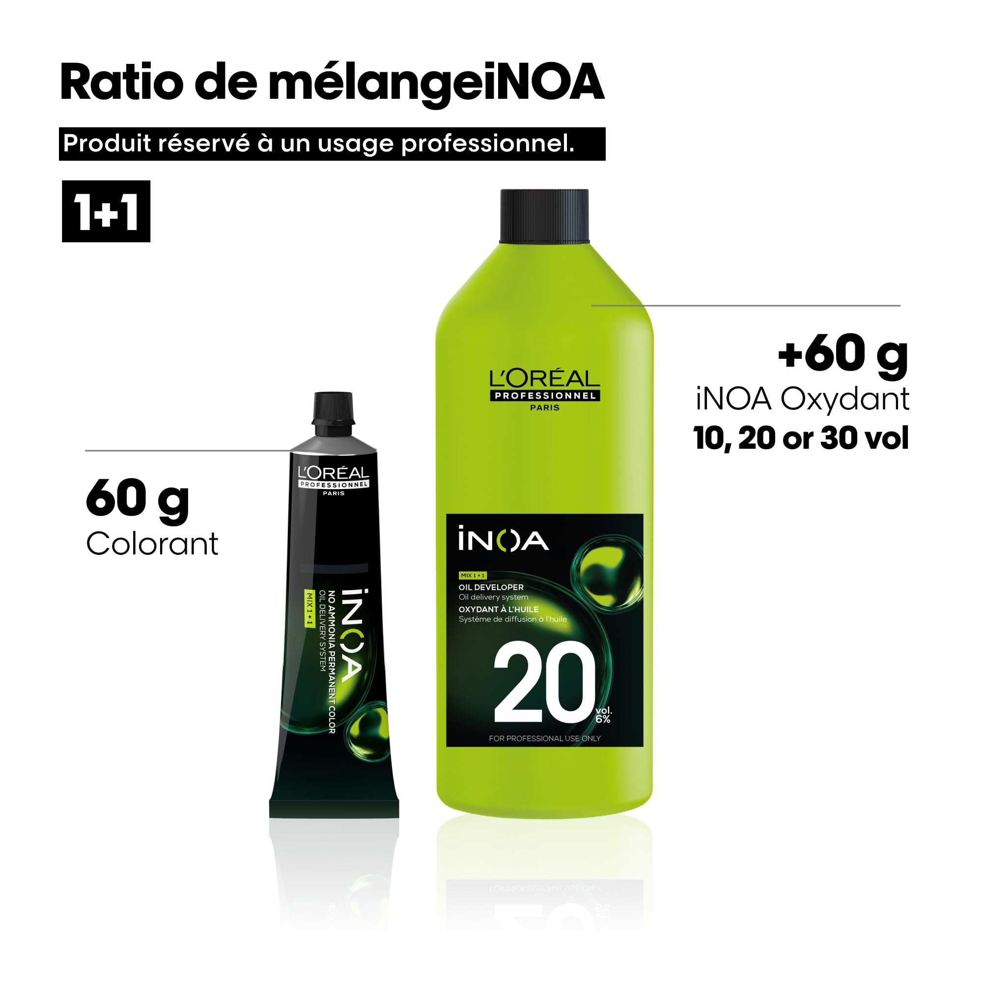 L'OREAL PROFESSIONNEL - Oxydant 20 Volume Crème Riche 6% - À Mélanger Avec les Colorations iNOA - Couvre les Cheveux Blancs & Éclaircit Jusqu'à 2 Tons - iNOA - 1 L