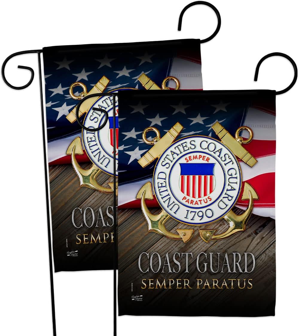 US Coast Guard Semper Paratus Garden Flags Pack Armed Forces USCG United State American Military Veteran Retire Official Support Our Troops Small Gift Yard House Banner Double-Sided 13 X 18.5