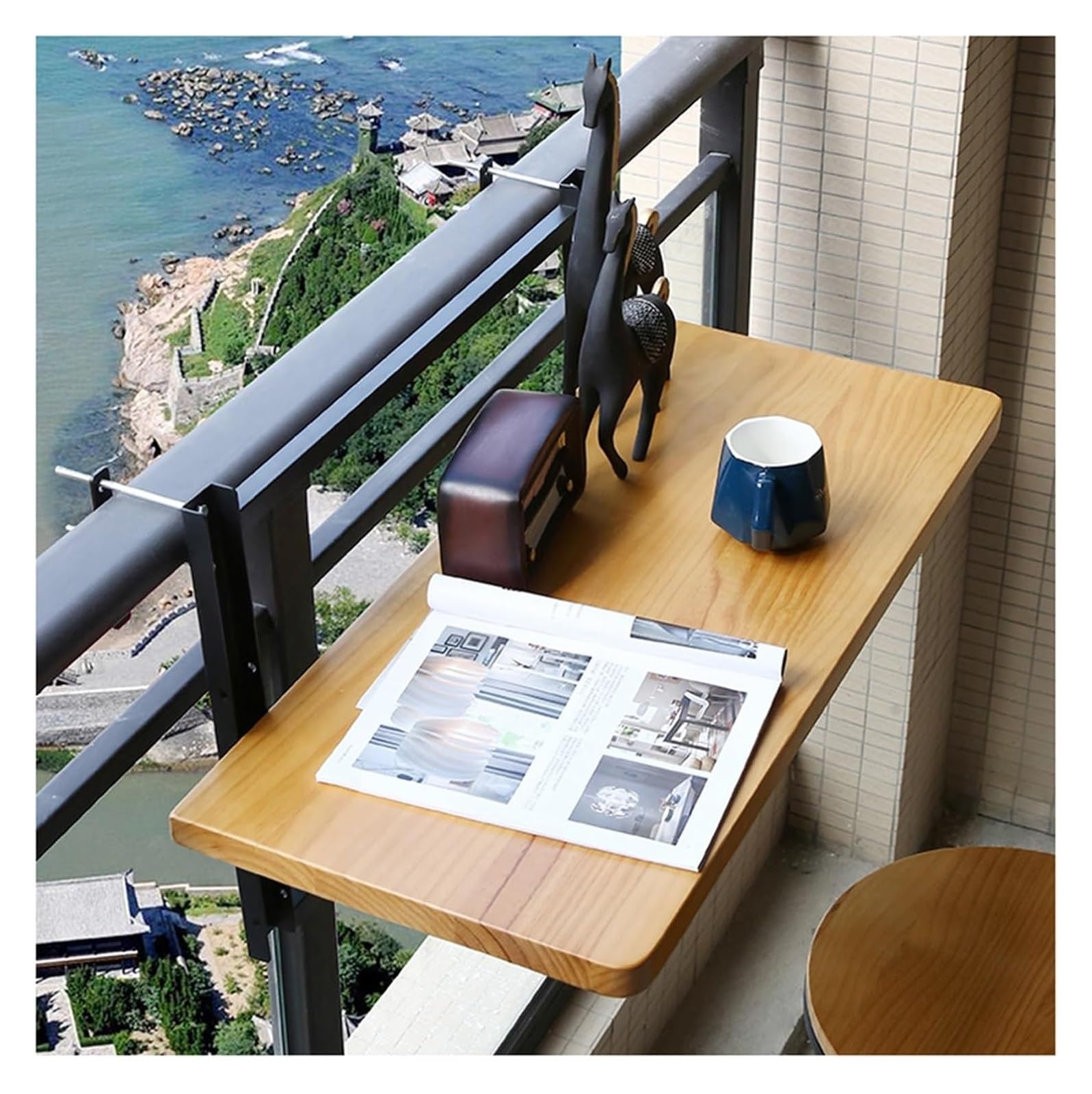 Balcony Hanging Table,Balcony Bar Table For Railings,Outdoor Folding Deck  Rail Table For Patio，deck Railing Table，for Terraces,Gardens And Promenades