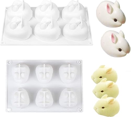 Molde de silicona para pastel de Pascua, moldes grandes en forma de conejito y conejito pequeño, juego de moldes de chocolate, suministros de cocina