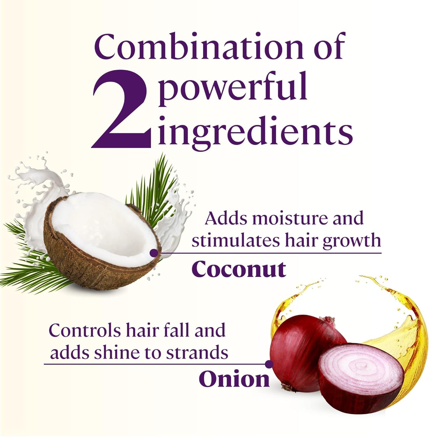 Coco Onion Natural Shampoo for Hair Fall Control & Growth, No Parabens, SLS, Silicone & Sulfate Free, 100% Vegan with Coconut Milk, Onion Oil for Women & Men, 300ml