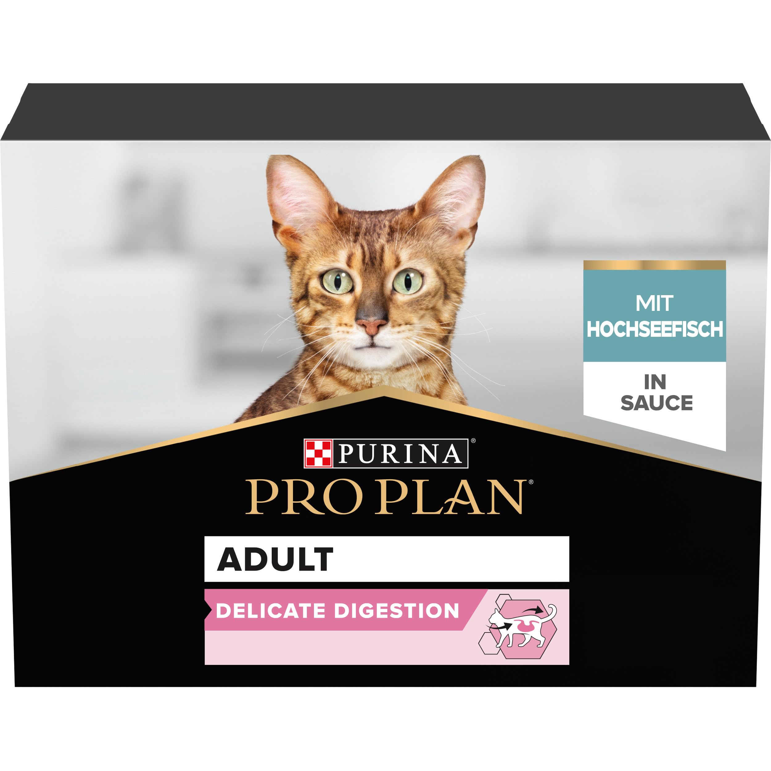 PRO PLAN Delicate Digestion Ocean Fish in Gravy Wet Cat Food 10x85g, Pack of 4