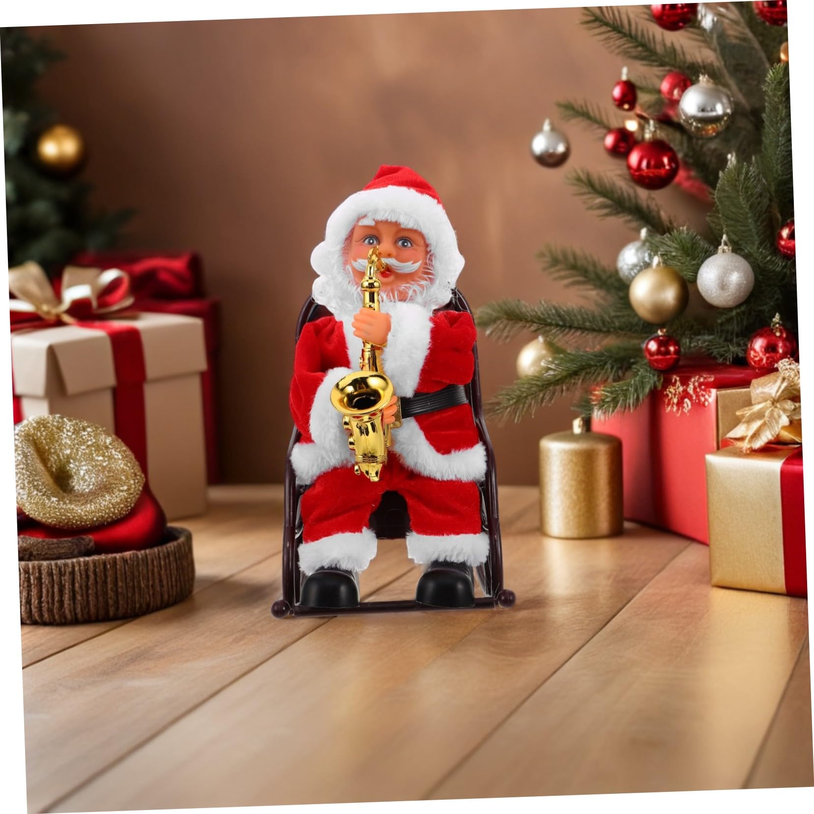 BESPORTBLE Juguete de Papá Noel Eléctrico con Música y Sazón Pequeño Muñeco Decorativo para Fiestas de Navidad Hogar y Juguetes Creativos de Temporada