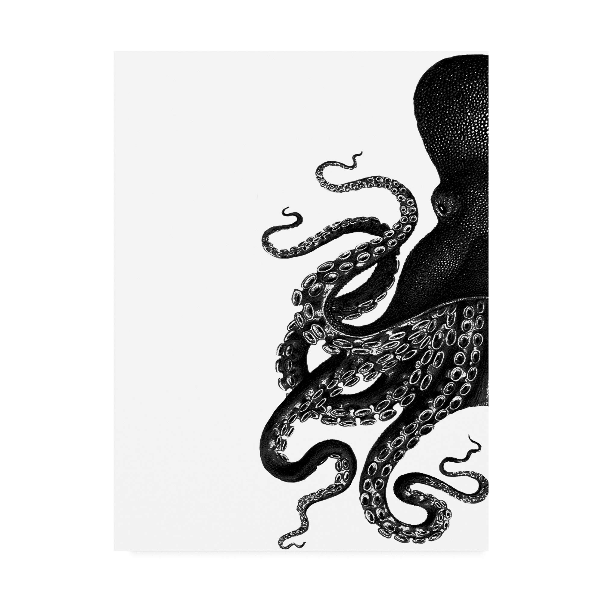Trademark Fine Art14x19 Octopus Black and White a by Fab Funky