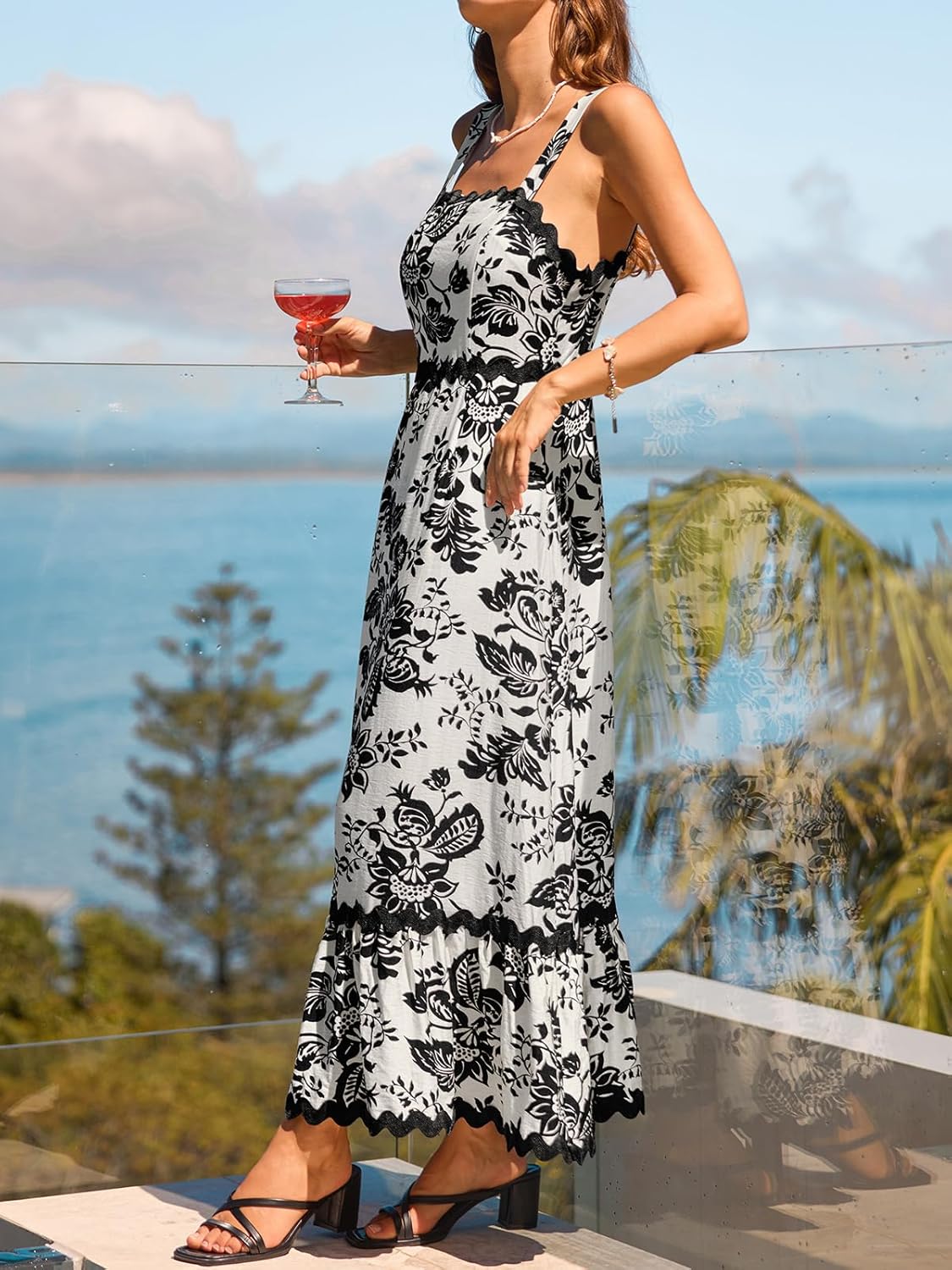 CUPSHE Women's Boho Floral Maxi Dress 2026 Sleeveless Long Flowy Sundress Summer Beach Vacation Wedding Guest Cami Dresses