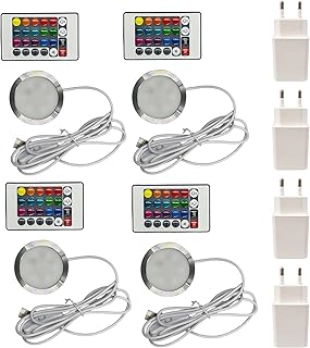 4 Stück 3D-Drucker LED-Lampen-Kit, 16 Arten von RGB Lichtern mit 1.5m USB-Netzkabel& Fernbedienung& USB-Adapter, 5 V, DIY-Hardware-Modell, Nachtlicht Modelle Ersatz für 3D Druck Zubehör