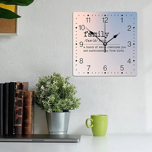 Miniatura 108 de Reloj de pared cuadrado de PVC con definición de contador, refranes motivacionales, reloj de pared grande, descripción de la palabra, 12 pulgadas