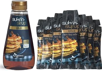 Sukrin Syrup Gold Sugar - Home and Travel Pack 1 x 450g Bottle & 10 x 20g Travel Sachets