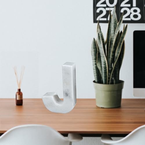 Miniatura 8 de Sujetalibros con letra J de mármol natural hecho a mano, acento decorativo de mármol Taj Mahal sólido para oficina, sala de estar y estantería,