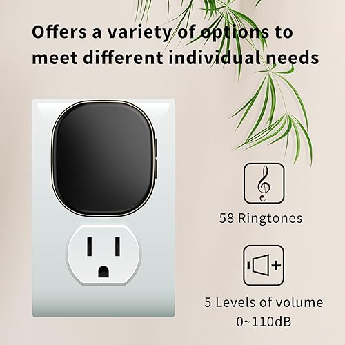 Miniatura 2 de HUAZHENQI-GH Timbre inalámbrico, timbre inalámbrico para el hogar, fácil de instalar, 5 ajustes de volumen, 58 campanillas, rango de uso de 1000