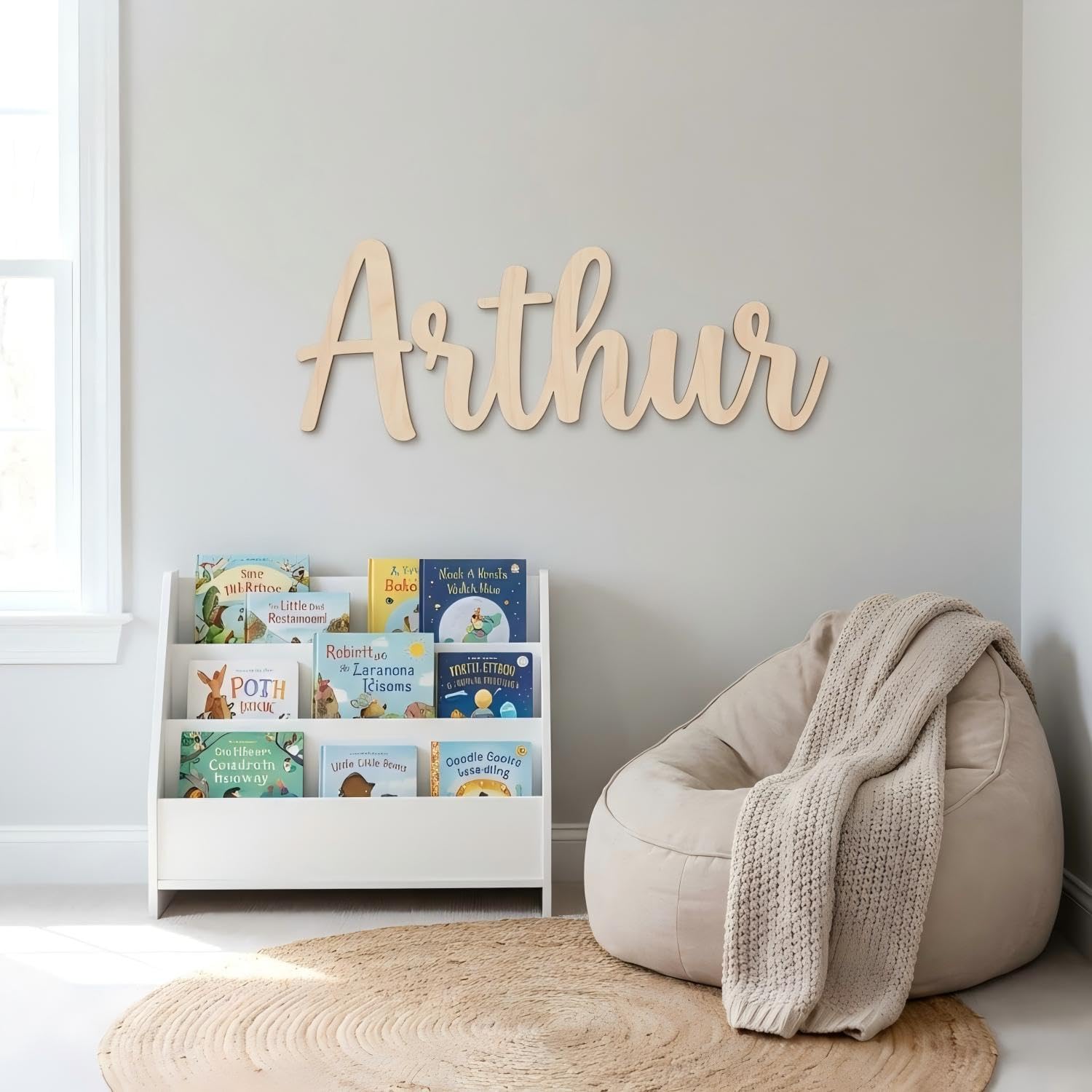 Kikone Prénom En Bois Personnalisé, Décoration Murale Chambre Enfant Bébé, Panneau De Nom Bois (20-88 Cm), Panneaux Personnalisés Enfants : Polices, Longueurs, Couleurs Disponibles.