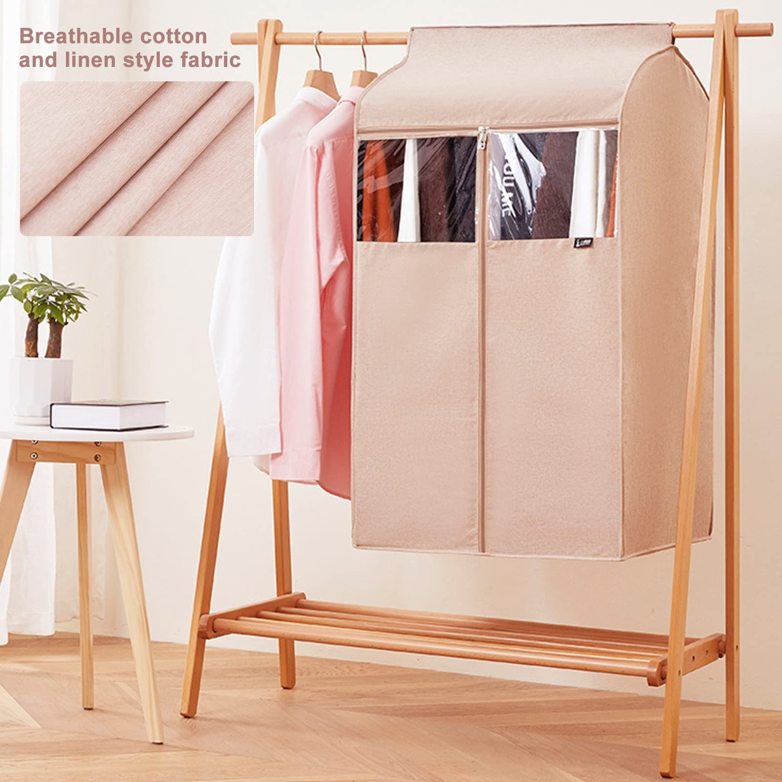 Copriabiti con Cerniera Tessuto Armadio Tessuto Lavabili, Custodie Abiti A Prova di umidità e Polvere per Tute, Cappotti, Vestiti, Giacche e Piumini (2 Colori) (Color : B, Size : 58 * 52 * 85cm)