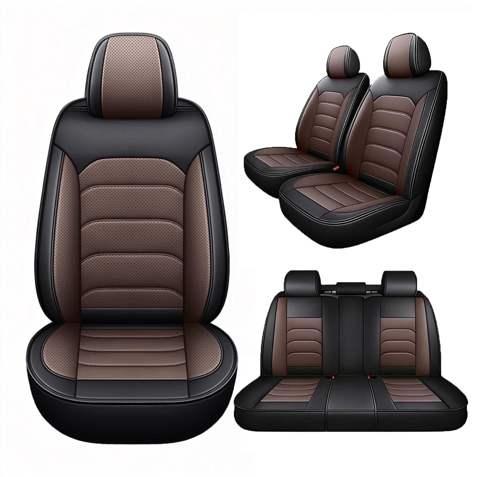 FIENZA Coprisedili per Dacia Duster 2026 5 Posti Universali Auto Accessori,Similpelle Impermeabile Copri Sedili Auto Traspirante Anti-graffio,Compatibili Airbag Laterali,Facile Installazione(Marrone)