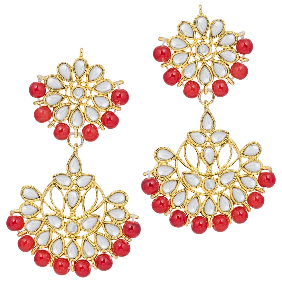 Indian Kundan Fax Pearl Necklace Earrings Maang Tikka Set