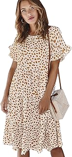 Sponsored You’re seeing this ad based on the product’s relevance to your search query.Learn more about this advertisement MessBebe Summer Dress Women's Short Sleeve Casual Round Neck Dresses Knee-Length Loose Fit Elegant Mini Dress Boho Beach Dresses Casual Dress