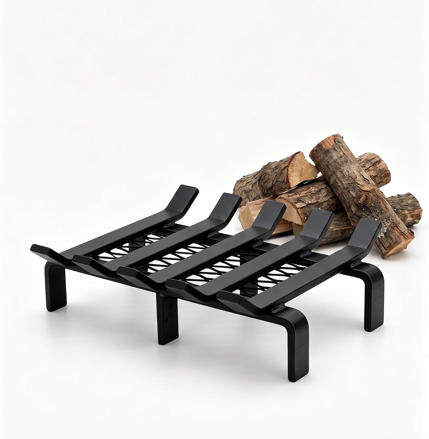 Hi Flame Fireplace Log Grate 13 Inch with Ember Retainer, Heavy Duty Solid Steel Fire Place Grate Wood Burning Stove Firewood Holder