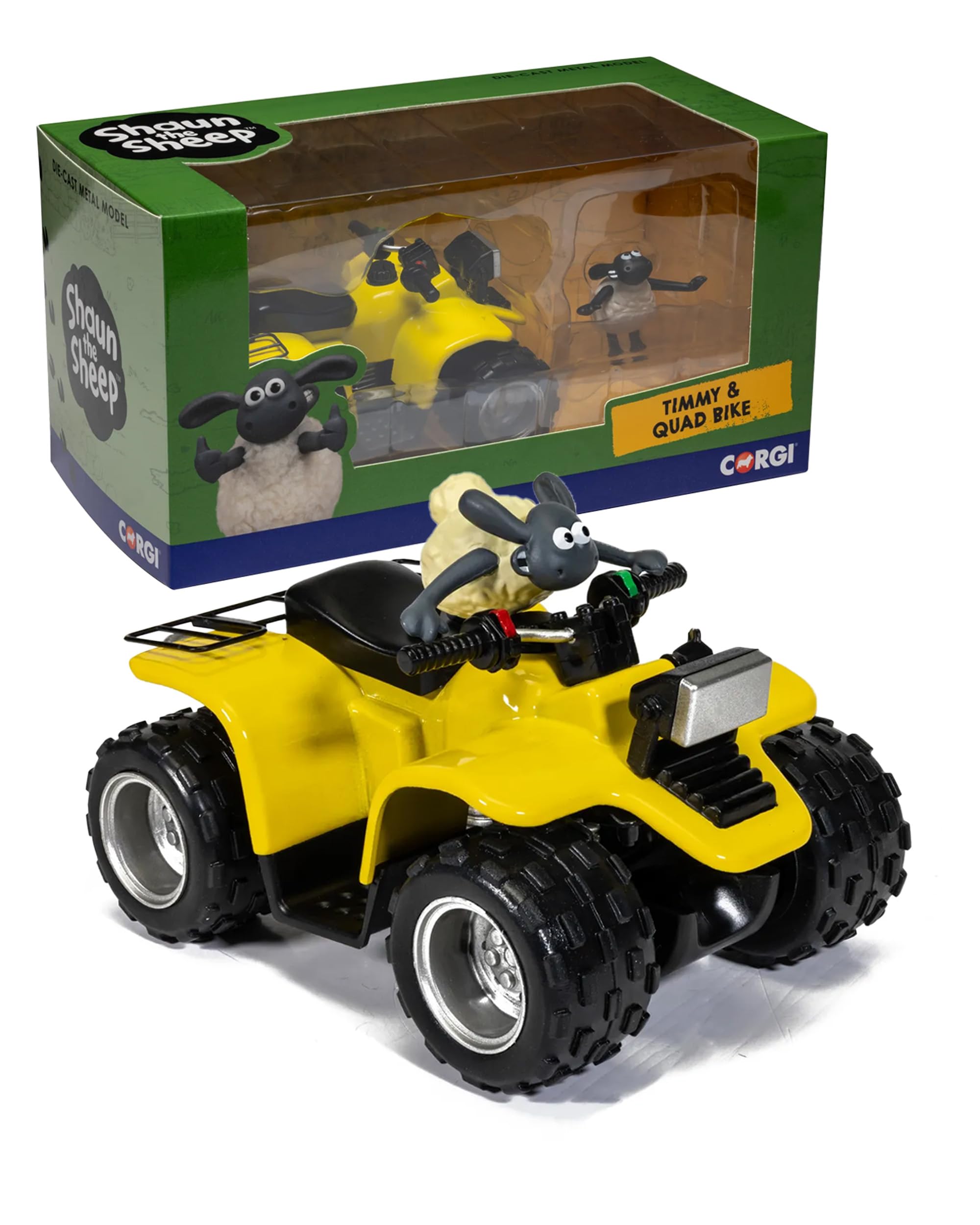Corgi CC81002 Shaun the Sheep - Timmy Quad Bike Die-Cast Model, Collectible Character Models with Quadbike, Diecast Model Vehicles for Kids and Collectors