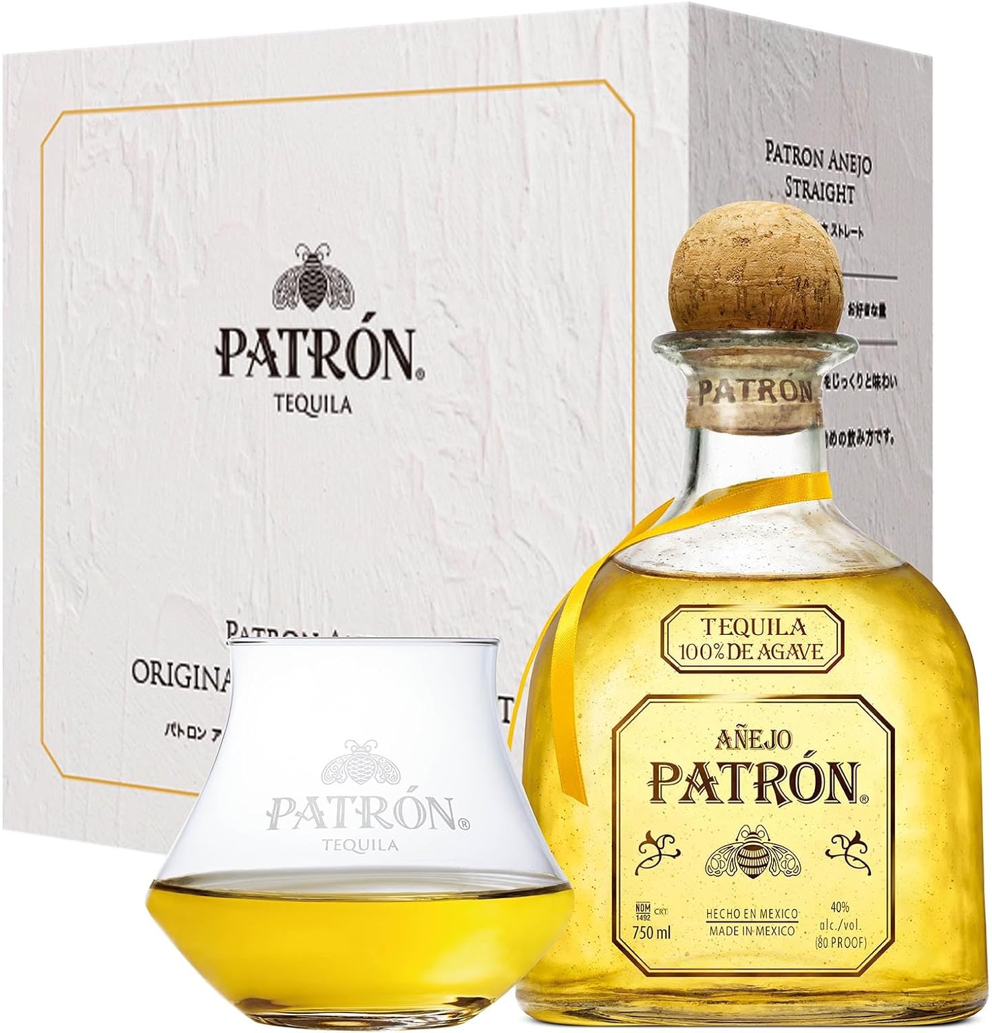 【Amazon.co.jp限定】パトロン アネホ テイスティンググラス付ギフトセット[テキーラ プレミアム メキシコ 750ml×1本]