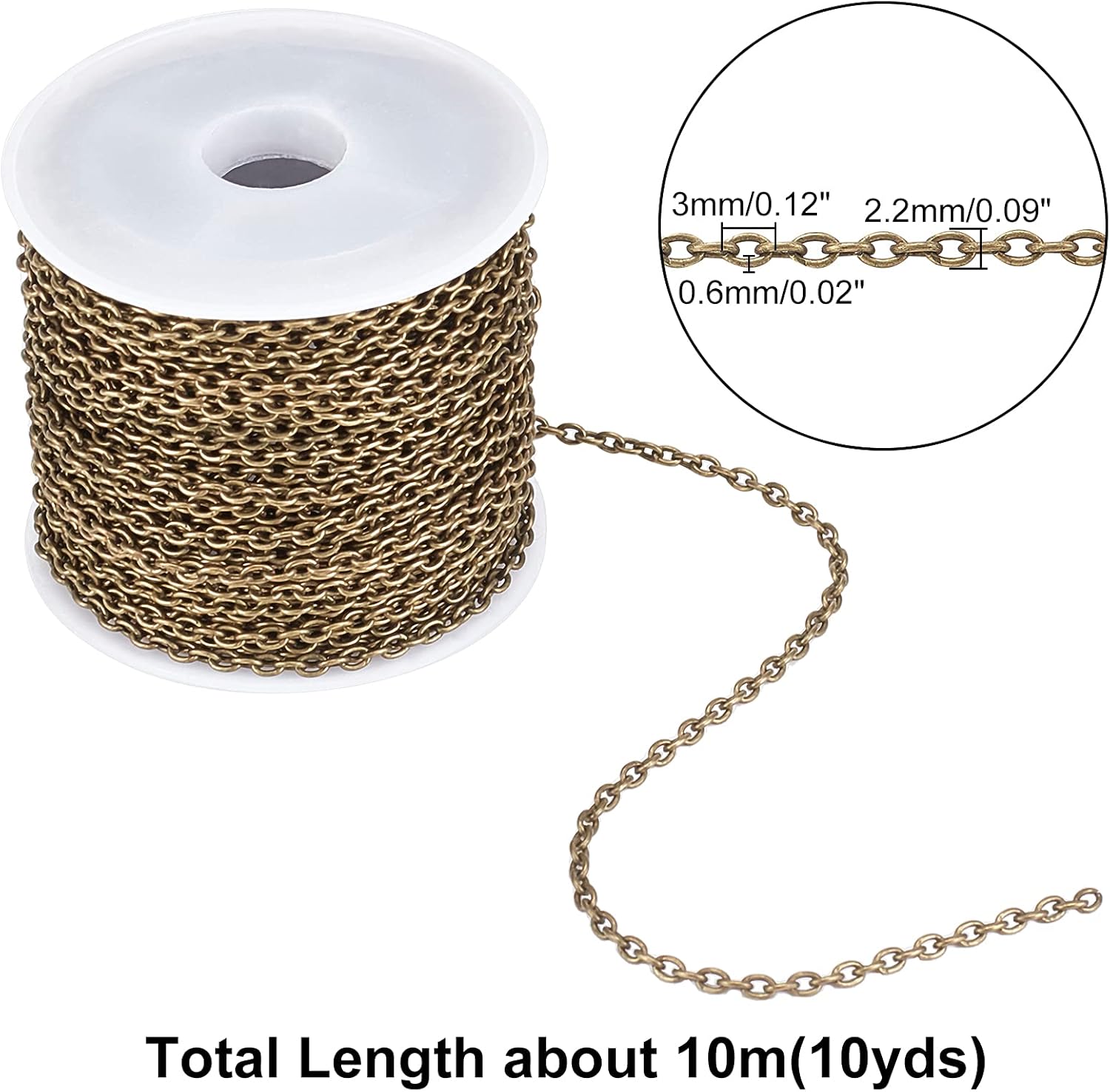 PH PandaHall 32.8ft Cross Chains Cable Chains for Cross Bracelet Necklace Making Iron Chains for DIY Crafts Punk Style Accessories Jean Chain Keychain Making Diameter: 2mm - Image 3